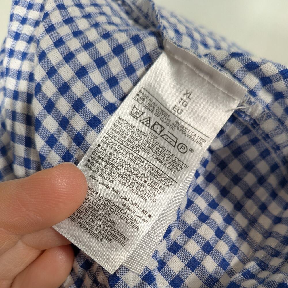Old Navy Gingham Maxi Dress Xl Blue White Tiered Cottagecore Picnic Oz Dorothy - Picture 11 of 12